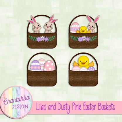 Free lilac and dusty pink Easter baskets