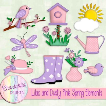 Free lilac and dusty pink Spring elements