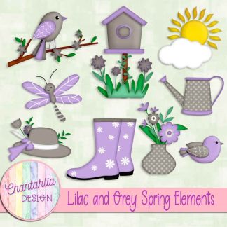 Free lilac and grey Spring elements