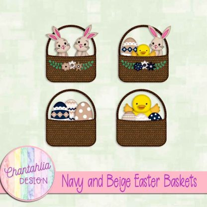 Free navy and beige Easter baskets
