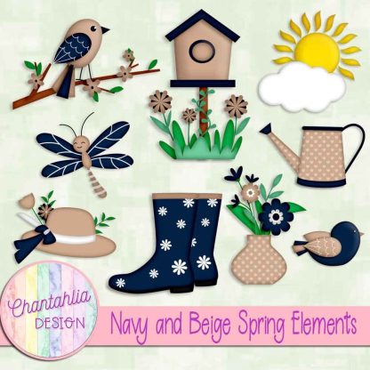 Free navy and beige Spring elements