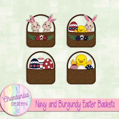 Free navy and burgundy Easter baskets
