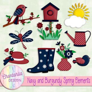 Free navy and burgundy Spring elements