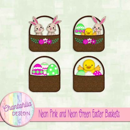 Free neon pink and neon green Easter baskets
