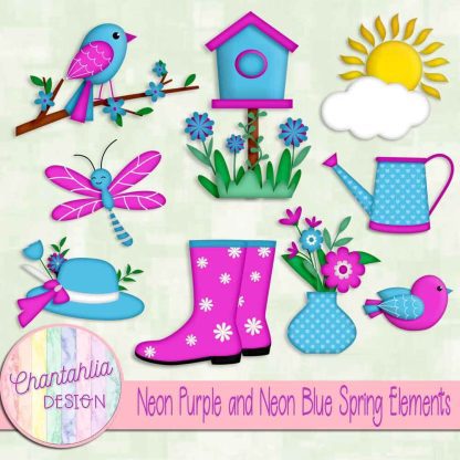 Free neon purple and neon blue Spring elements
