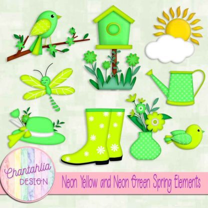 Free neon yellow and neon green Spring elements