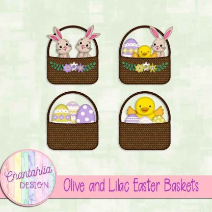 Free olive and lilac Easter baskets