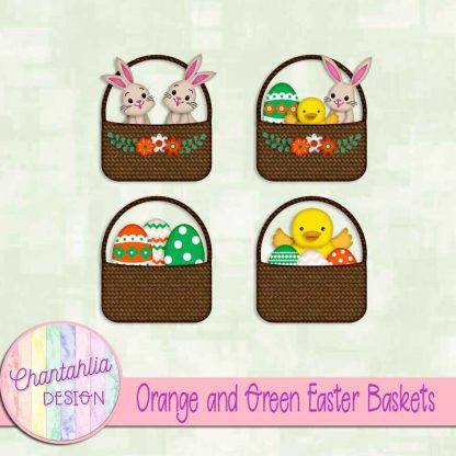 Free orange and green Easter baskets