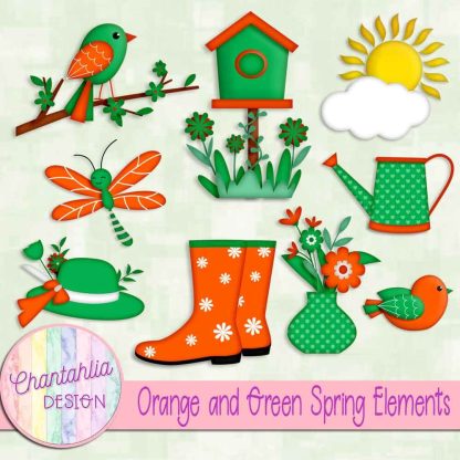 Free orange and green Spring elements