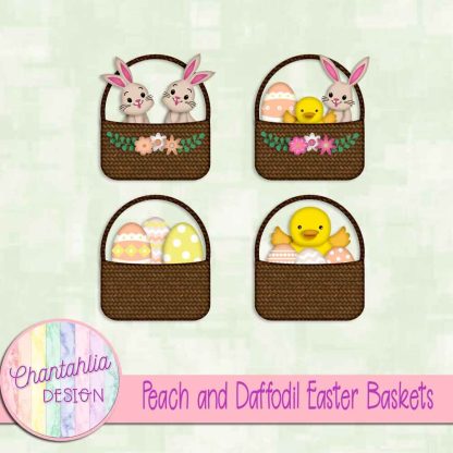 Free peach and daffodil Easter baskets