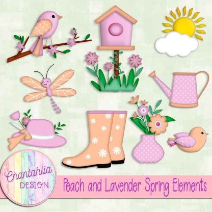 Free peach and lavender Spring elements