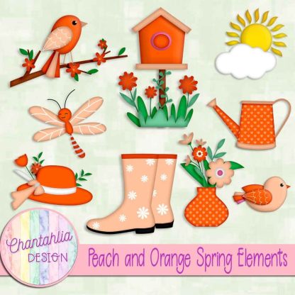 Free peach and orange Spring elements