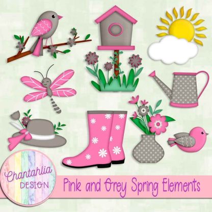 Free pink and grey Spring elements