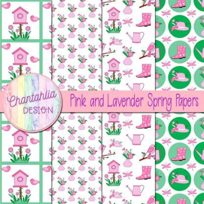 Free pink and lavender Spring digital papers