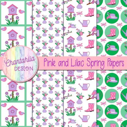 Free pink and lilac Spring digital papers