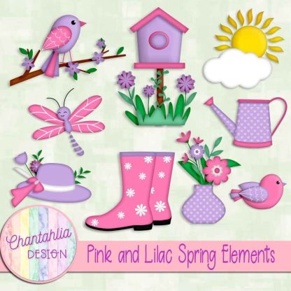 Free pink and lilac Spring elements