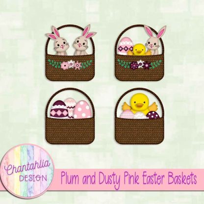 Free plum and dusty pink Easter baskets