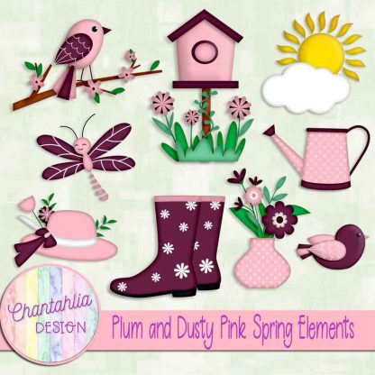 Free plum and dusty pink Spring elements