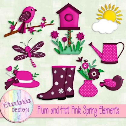 Free plum and hot pink Spring elements