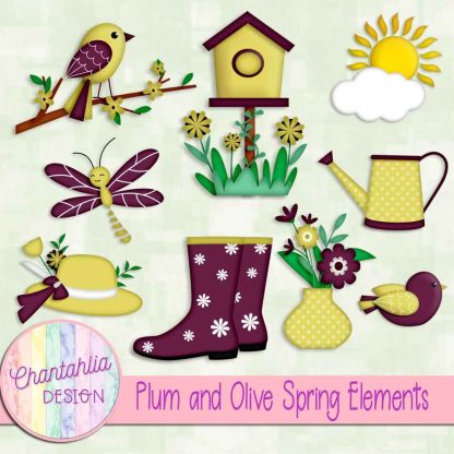 Free plum and olive Spring elements