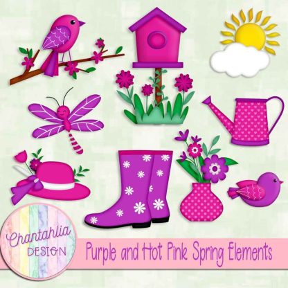 Free purple and hot pink Spring elements
