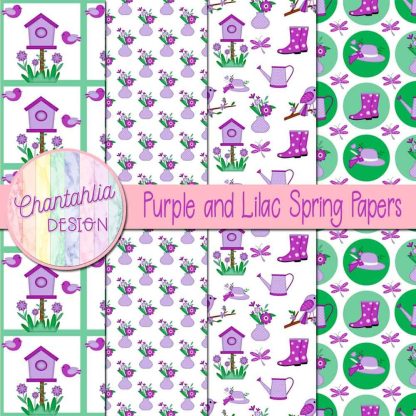 Free purple and lilac Spring digital papers