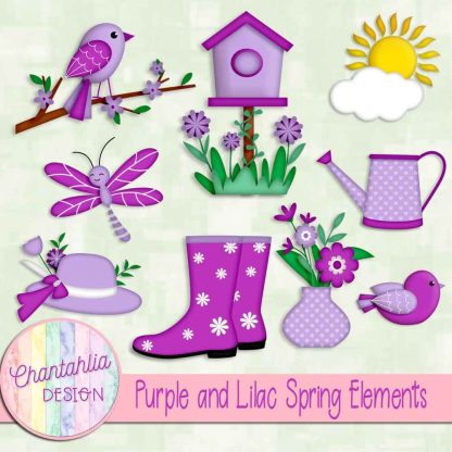 Free purple and lilac Spring elements