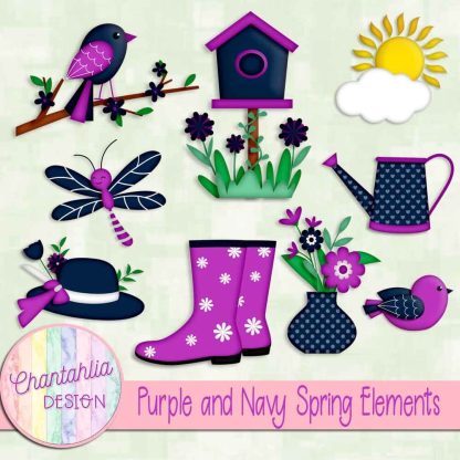 Free purple and navy Spring elements