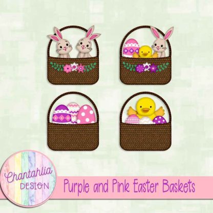 Free purple and pink Easter baskets