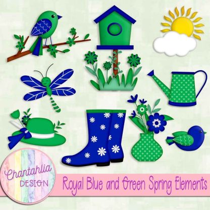 Free royal blue and green Spring elements