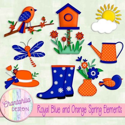 Free royal blue and orange Spring elements