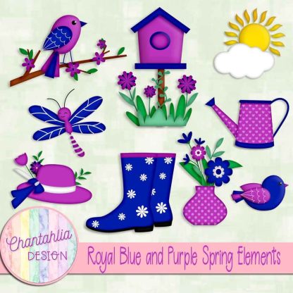 Free royal blue and purple Spring elements