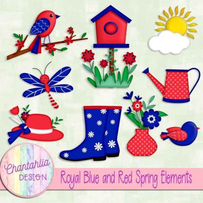 Free royal blue and red Spring elements