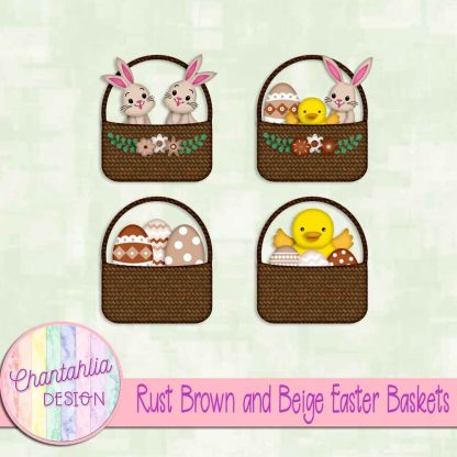 Free rust brown and beige Easter baskets