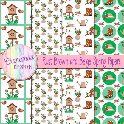 Free rust brown and beige Spring digital papers