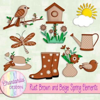 Free rust brown and beige Spring elements