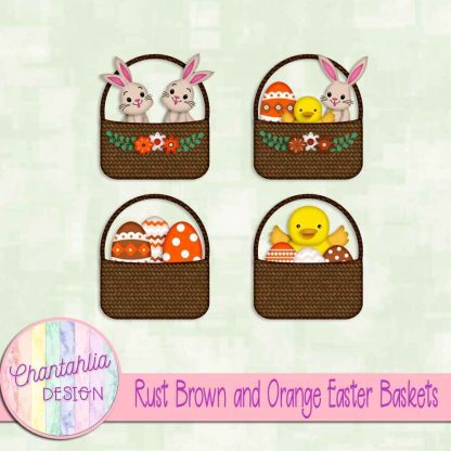 Free rust brown and orange Easter baskets