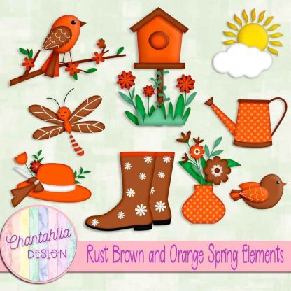 Free rust brown and orange Spring elements