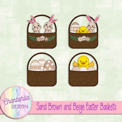 Free sand brown and beige Easter baskets