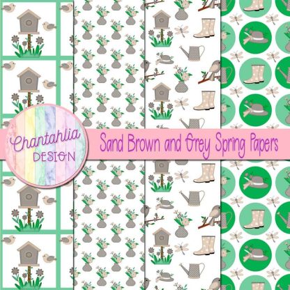 Free sand brown and grey Spring digital papers