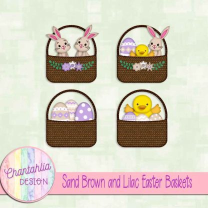 Free sand brown and lilac Easter baskets