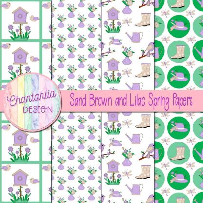Free sand brown and lilac Spring digital papers