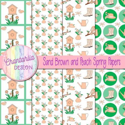 Free sand brown and peach Spring digital papers