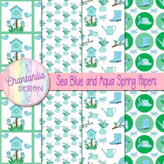 Free sea blue and aqua Spring digital papers