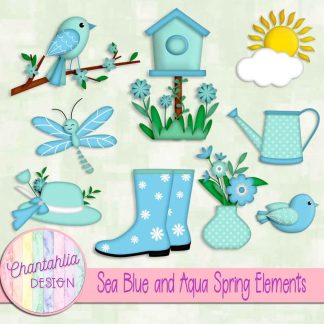 Free sea blue and aqua Spring elements