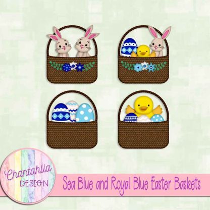 Free sea blue and royal blue Easter baskets