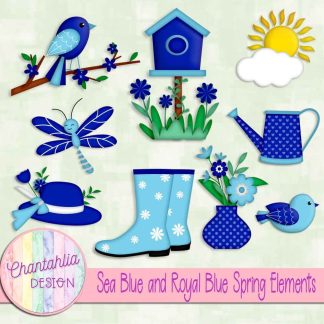 Free sea blue and royal blue Spring elements