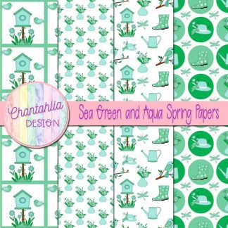 Free sea green and aqua Spring digital papers