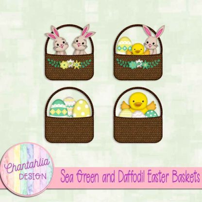 Free sea green and daffodil Easter baskets