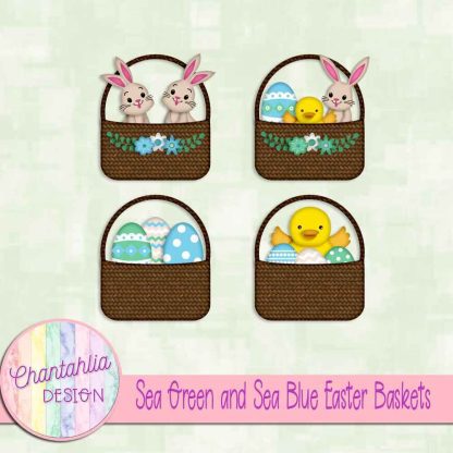 Free sea green and sea blue Easter baskets
